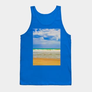 Sand beach wavy sea and cloud sky 1b Tank Top